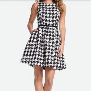 Houndstooth fit and flare Dress